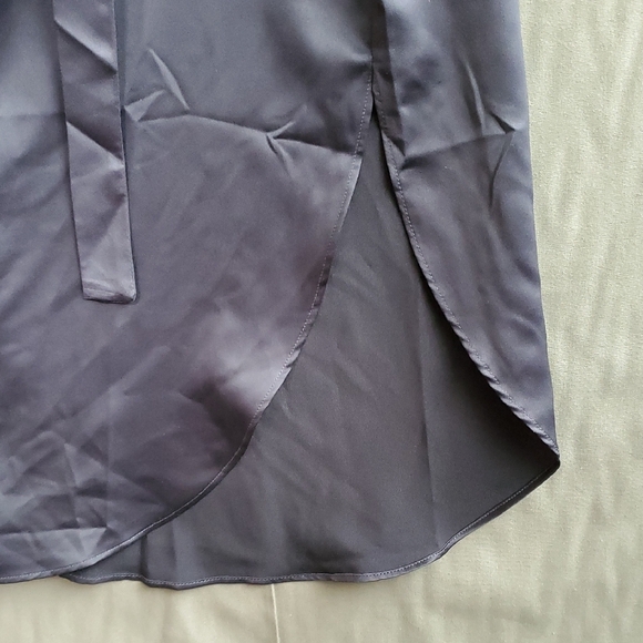 OAK+FORT Shirt Dress Soft Sheen Satin Black Pointy Collar S - Picture 10 of 15